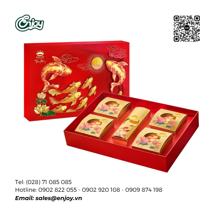 Mẫu hộp bánh trung thu Kinh Đô Trăng Vàng Hoàng Kim Vinh Hiển Đỏ